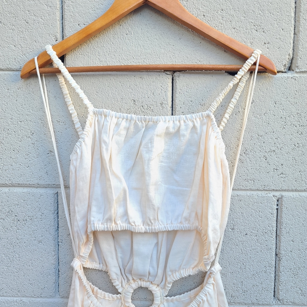 Faithfull the Brand | Zumi Cutout Mini Dress in Plain Shell Size 10 - Picture 10 of 12